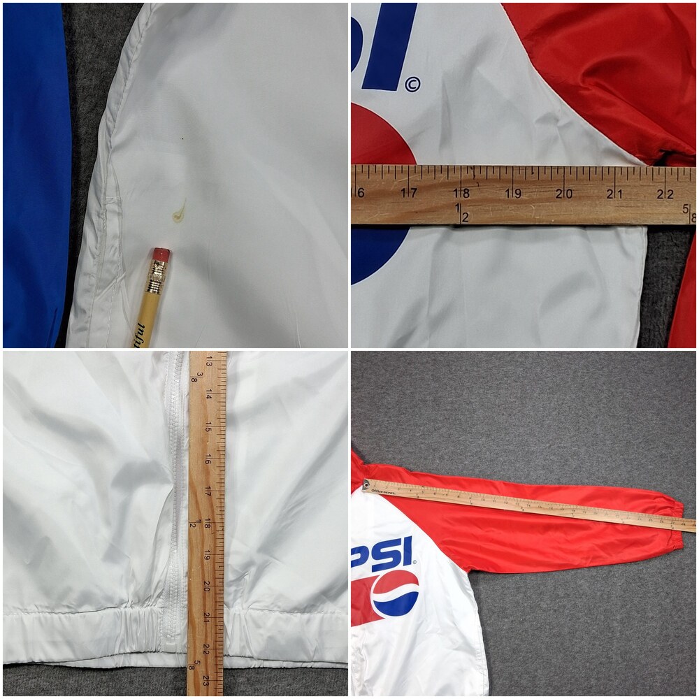 Pepsi Jacket Womens Medium Red White Blue Hooded Full Zip Logo Windbreaker - Picture 14 of 16